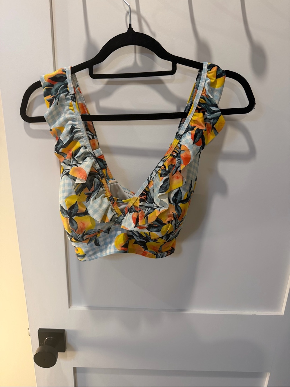 torrid Blue Gingham Lemon Print Ruffle Bikini Top